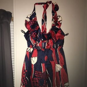 Judith March Floral ruffle flowy Halter Dress